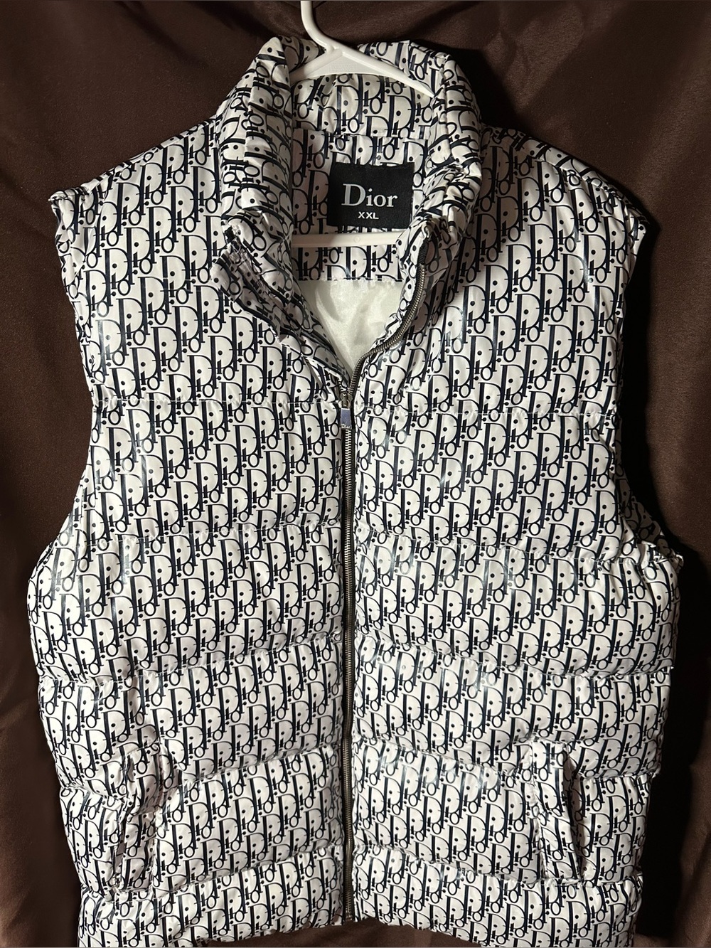 Designer Inspired Men’s White and Black Monogram Quilted Vest XXL NWOT